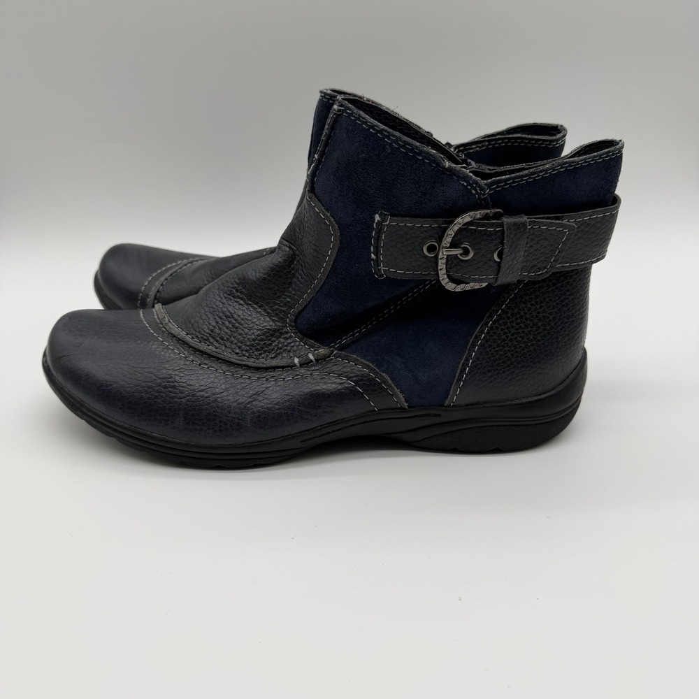 Earth Origins Women's Dayton Ankle Boot Navy Suede Black Leather Size 10 - Picture 5 of 10